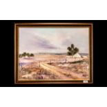 Wilhelm Ploner - South African Artist signed Oil on Board depicting a rural landscape with a farmer;