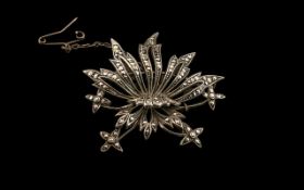 Marcasite Set 800 Silver Brooch, dating to late 19th/early 20thC; good quality and condition