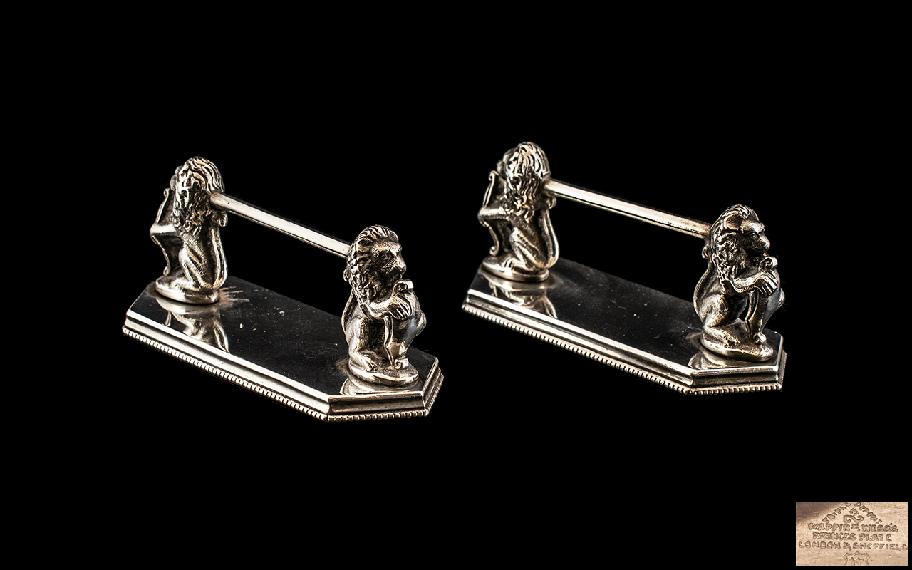 Mappin and Webb Silver Plated Knife Rests, a pair of knife rests, of good quality, supported by