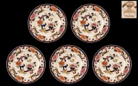 Six Mason's 'Mandalay' Plates, 10'' diameter, in white ground with Mandalay floral and gilt pattern.