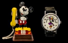 The Mickey Mouse Phone, By The American Telecommunications Corporation, Mickey Holding The Phone