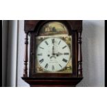A Mid Victorian Mahogany Cased Grandfather Clock, with a painted arch dial with 8 day movement.