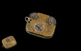 Antique Coin Case. Coin Case In Brass & Nickel. 5 Different Compartment for Sovereigns etc.