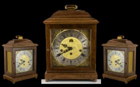 Heritage Clocks Ltd Franz Hermle - Movement 8 Day Walnut Cased Bracket Clock, Striking on 5 Rods,