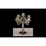 Victorian Small Silver Five Branch Novelty Candelabra, charming candelabra of small proportions,