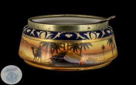Noritake Finely Painted Salad Bowl with Servers, The Body Decorated with Desert Scenes with