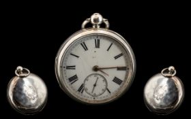 Victorian Mens Silver Pocket Watch, 19thC key wind pocket watch of good size , working at time of