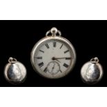 Victorian Mens Silver Pocket Watch, 19thC key wind pocket watch of good size , working at time of