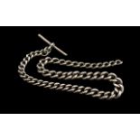 Silver Antique Albert Chain & T-Bar. Victorian Watch Chain in Silver ( Stamped on Every Link ) In