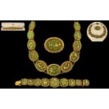 Extremely Fine And Impressive Indian Thewa High Carat Gold Antique Suite Of Marriage Jewellery, From