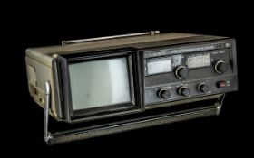 Japanese Crown Portable Radio - Television Receiver WHF-MW-LW 3 Band Radio / AC Dry Cell-Car Batt.