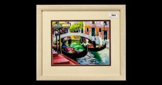 E. Anthony Orme 1945 ' Canal at Venice ' with Gondoliers, Pastel on Paper, Signed to Lower Right and