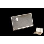 Solid Silver Card Case, Art Deco style, fully hallmarked for Birmingham 1944; 6 cms x 9