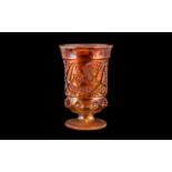 Northwood Orange Carnival Glass Celery Vase of unusual form, decorated to the body with pastels