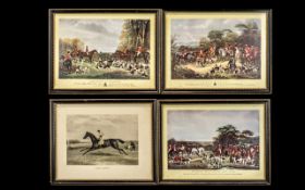 Four Framed Hunting Prints titled The Meet at Blagdon, Sir Richard Sutton and the Quorn Hounds, Bury