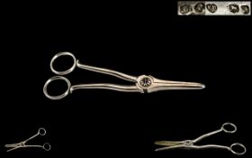 Victorian Period Good Quality Pair of Sterling Silver Grape Scissors with Scissor Action. Hallmark