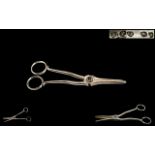 Victorian Period Good Quality Pair of Sterling Silver Grape Scissors with Scissor Action. Hallmark