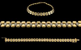 18ct Gold - Attractive and Heavy Diamond Set Bracelet, Superb Design and Quality. The Pave Set Round