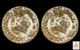 Pair of Royal Crown Derby Bone China 'Gold Aves' Plates, No. A1235, in white ground with gilt