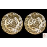 Pair of Royal Crown Derby Bone China 'Gold Aves' Plates, No. A1235, in white ground with gilt