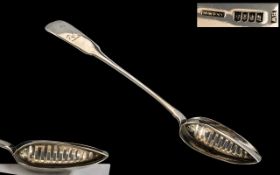 Irish Silver Interest. George III Large Size Sterling Silver Gravy Straining Spoon In the Fiddle