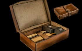 Officer's Travelling Shaving Set, early 20thC Officer's travel set with full fitted interior, cut