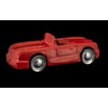 Scratch Built Model of Art Deco Car. Metal model of Deco car, red colour with chrome wheels. 9.5''