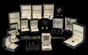 A Collection of 16 Boxed Silver Jewellery to include mostly earrings,