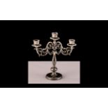 Victorian Small Size Silver Three Branch Candelabra, cast in silver, a lovely novelty piece