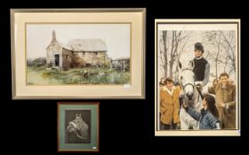 Jockey Print by Paul Hart. Size 27 x 21 Inches with a Drawing of a Horses Head, Signed T. Coulter.