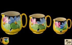 Crown Devon Fielding's Hand Painted Trio of Graduated Jugs From the 1930's. Each Hand Painted In