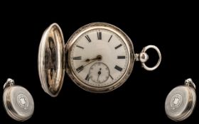 Victorian Full Hunter Key Wind Silver Pocket Watch, full hunter pocket watch with lovely case and