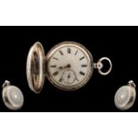 Victorian Full Hunter Key Wind Silver Pocket Watch, full hunter pocket watch with lovely case and