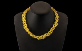 Antique Natural Egg Yolk Amber Necklace. Baltic round beads, tested by vendor in salt water and does