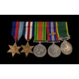 WW2 Named Group Of Five Medals On Bar - To Include 2 x The 1939-1945 Star, Defence Medal, War