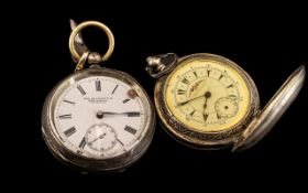 Two Large Heavy Silver Pocket Watches, one full hunter and one other, K Serkisoff & Co.,