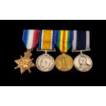WW1 Medal Group Of Four With Bar 1914-15 Star, British War Medal & Victory Medal + Royal Naval