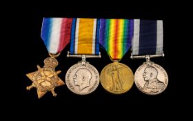 WW1 Medal Group Of Four With Bar 1914-15 Star, British War Medal & Victory Medal + Royal Naval