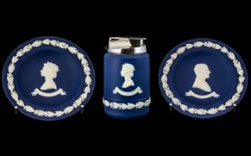 Wedgwood Blue Jasper Three Pieces of Silver Jubilee, comprising a Royal Silver Jubilee Table