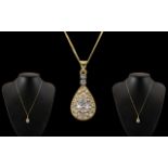 Ladies Superb 18ct Gold Pear Shaped Pendant Set with Diamonds of Exquisite Form / Quality with