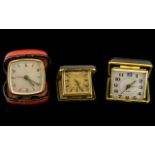 Three Various Travel Clocks, all working at time of cataloguing