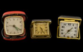 Three Various Travel Clocks, all working at time of cataloguing