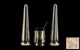 Elkington Silver Plated Cruet Set, comprising elegant tall salt and pepper shakers, with matching