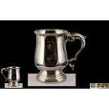 Elizabeth II - Superb Sterling Silver Tankard with Plain Body and Ornate Scroll Handle In