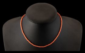 Pink Coral Necklace / Choker In Pebble Form. 14 Inches In length, Screw Fastener. Please See Photo.