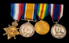 WW1 Medal Group Of Four With Bar 1914-15 Star, British War Medal & Victory Medal + Royal Fleet