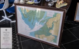 A Pair of Large Framed and Glazed Maps depicting Estuary approaches to Preston and Morecambe. 32 x