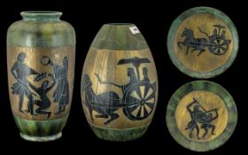 A Collection of Greek Type Pottery (4) pieces in total. To include two vases and two round Ironstone