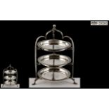 Edwardian Period Superb 3 Tier Sterling Silver Hors' D'Oeuvre Chocolate and Sweets - Dumb Waiter