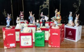 Collection of Bunnykins by Royal Doulton, comprising Bride, Groom and Bridesmaid; Hornblower; Easter